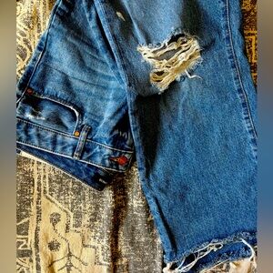 Express wide leg distressed jeans